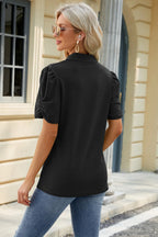 Eyelet Johnny Collar Puff Sleeve Blouse (20)