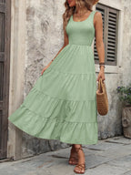 Smocked Scoop Neck Sleeveless Tank Dress (27)