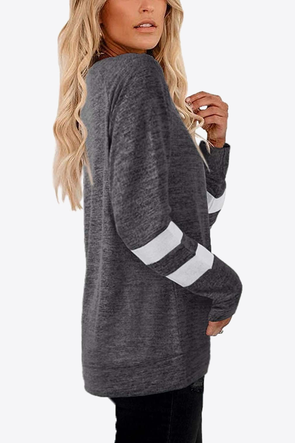 Striped Contrast Raglan Sleeve Top (8)