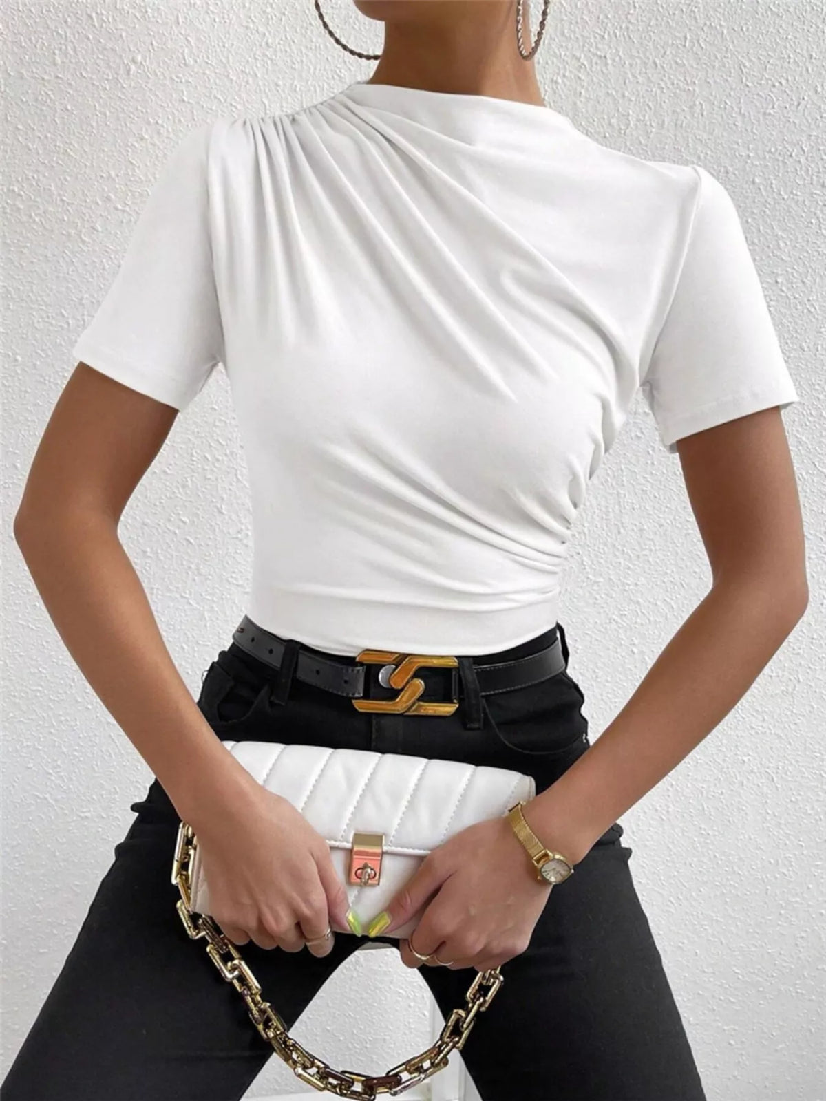 Ruched Short Sleeve T-shirt (13)