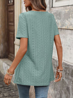 Eyelet Square Neck Short Sleeve Top (5)