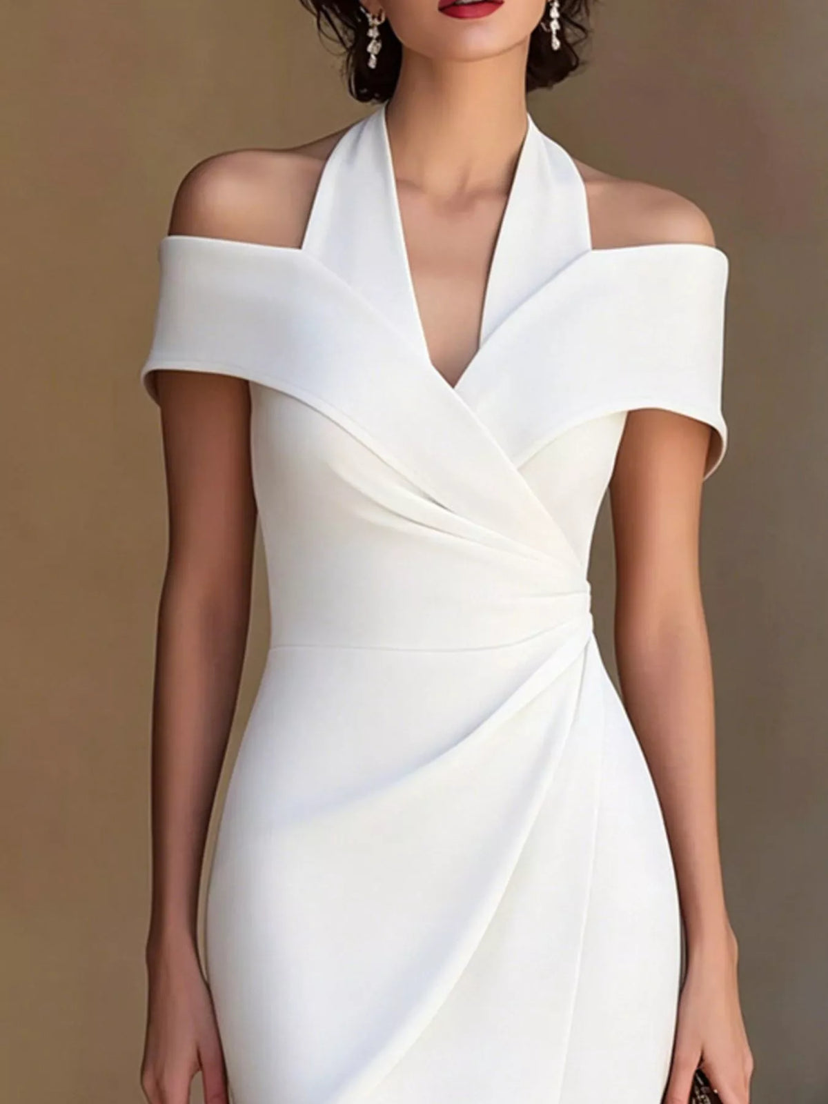 Cold Shoulder Halter Neck Midi Dress (3)