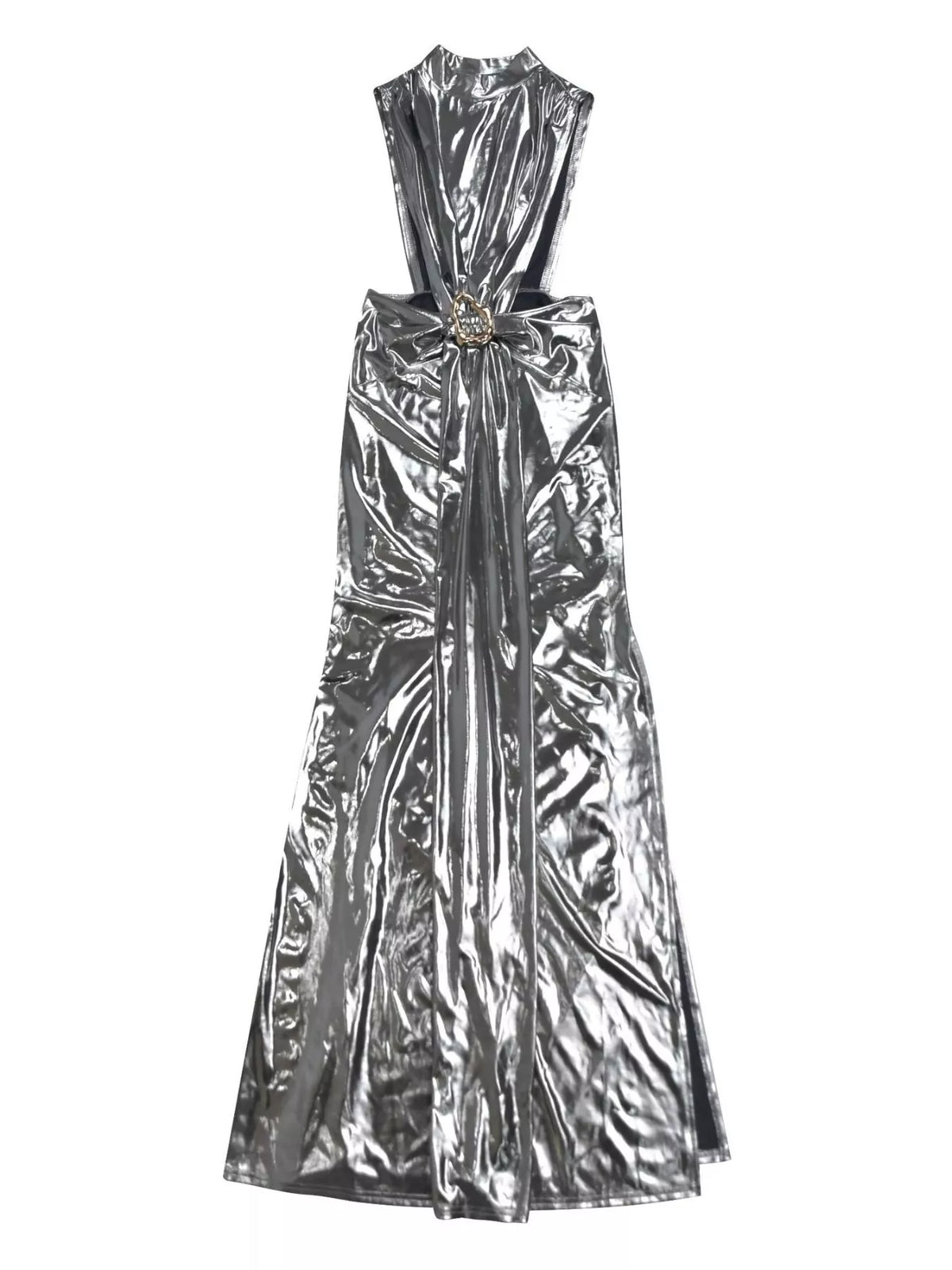 Mock Neck Cut-out Ruched Maxi Dress (6)