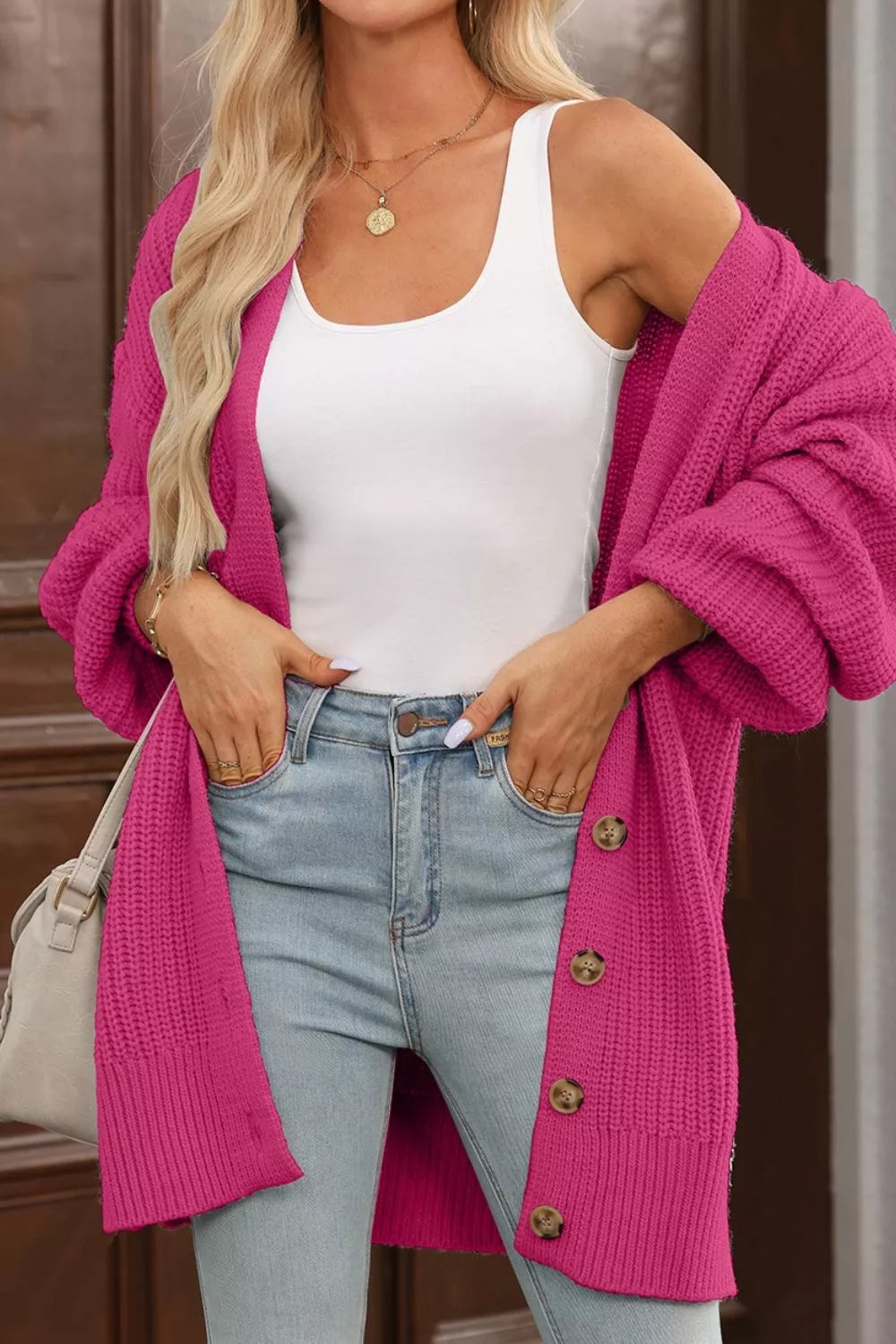 Chunky Knit Button-down Cardigan (3)