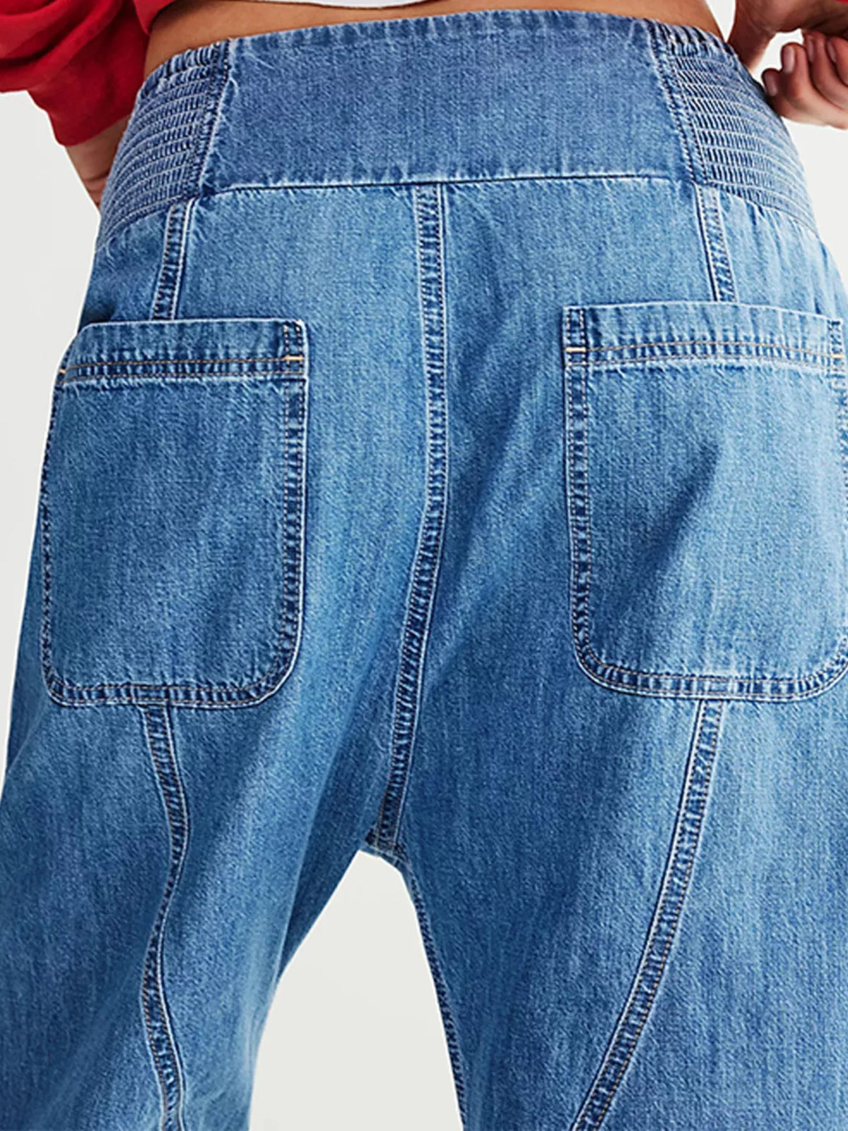Smocked High-waisted Wide Leg Jeans (11)