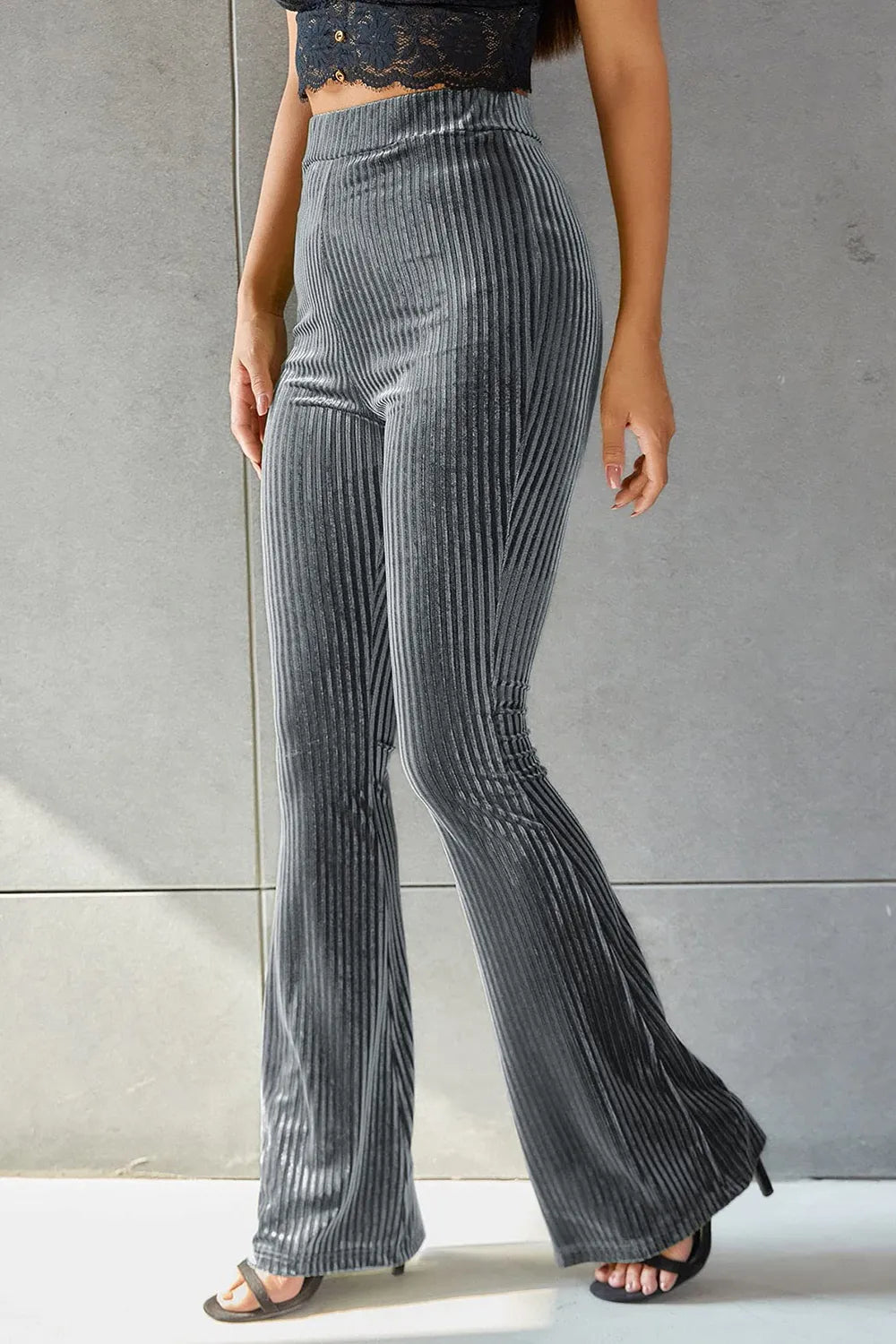Ribbed High Waist Flare Pants (3)