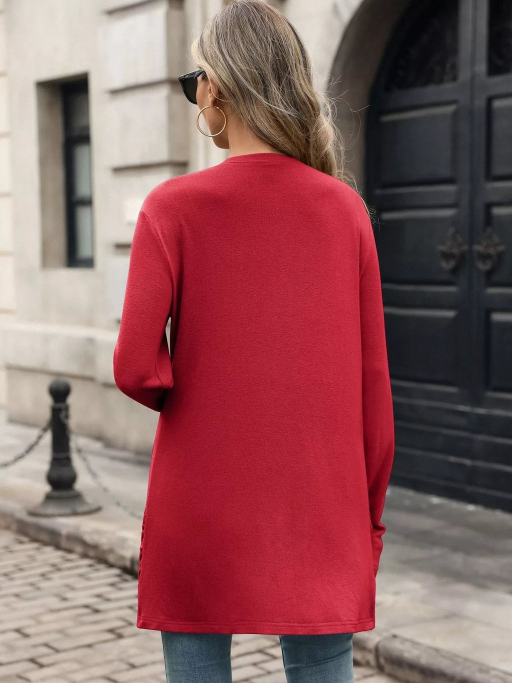 Ruched Pocket Open Front Cardigan (6)