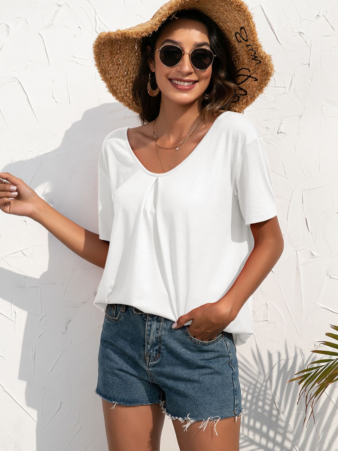 Lace Trim Short Sleeve Top (8)