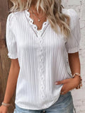 Full Size Lace Detail V-neck Blouse Plus