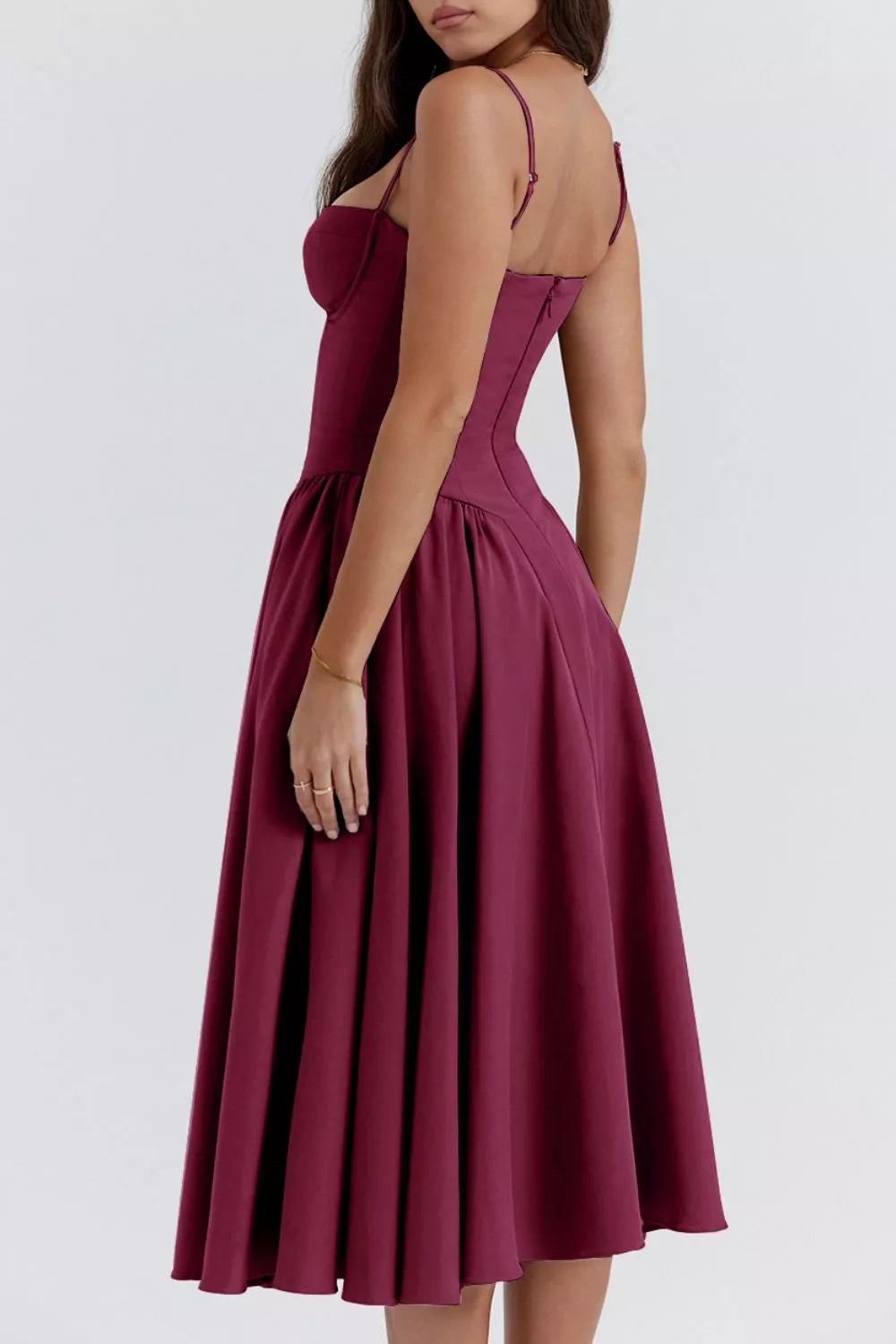 Sweetheart Neck Ruched Midi Dress (16)