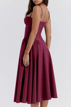 Sweetheart Neck Ruched Midi Dress (16)