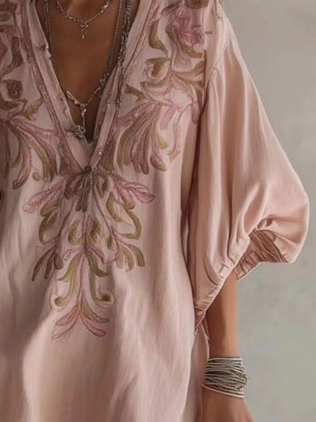 Full Size Embroidered V-neck Mini Dress Plus (5)