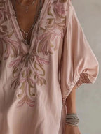 Full Size Embroidered V-neck Mini Dress Plus (5)