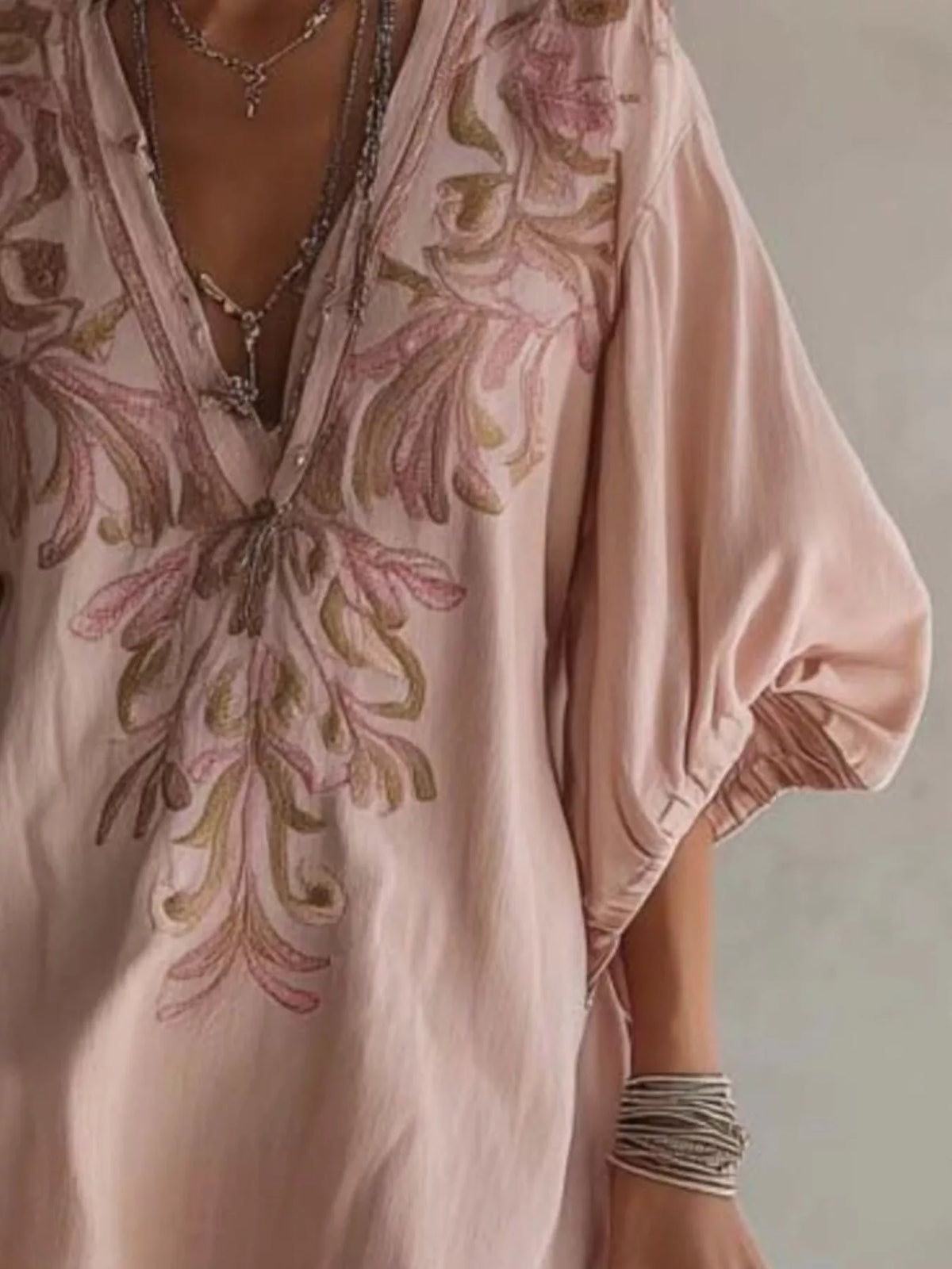 Full Size Embroidered V-neck Mini Dress Plus (5)