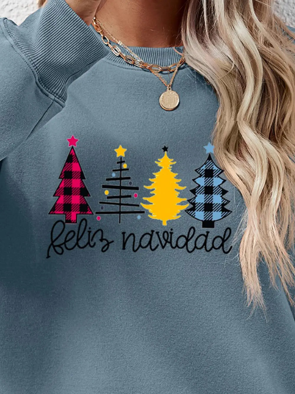 Round Neck Graphic Long Sleeve Sweatshirt (8)