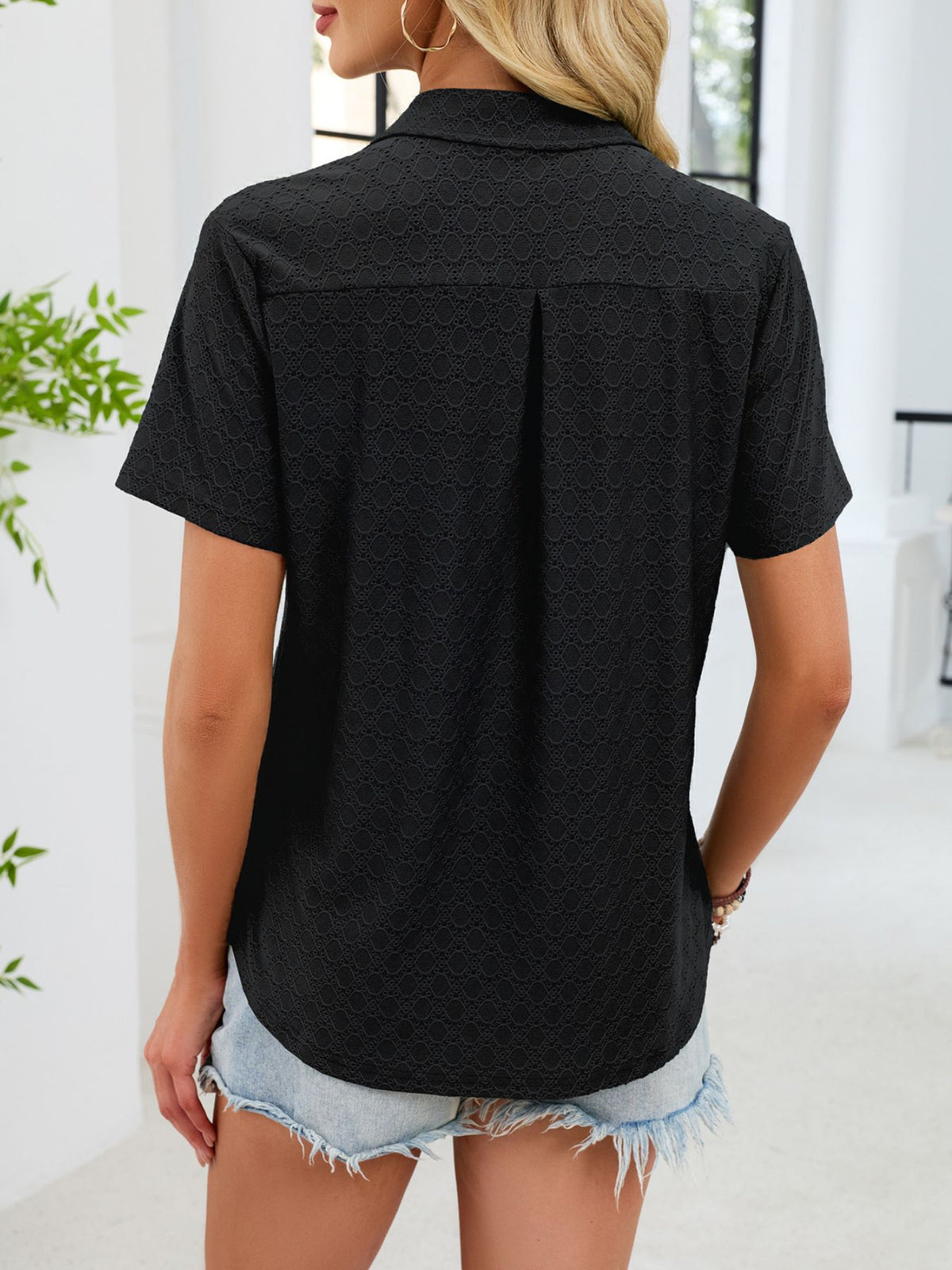 Eyelet Short Sleeve Blouse (18)