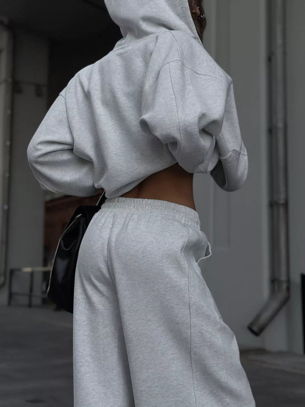 Oversized Zip-up Hoodie Wide-leg Pants Set (6)