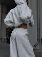Oversized Zip-up Hoodie Wide-leg Pants Set (6)