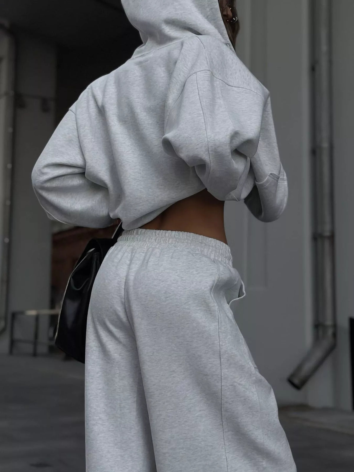 Oversized Zip-up Hoodie Wide-leg Pants Set (6)