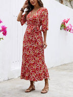 Slit Printed Surplice Midi Dress (11)