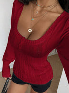 Cable Knit Button-front Fitted Sweater (9)