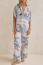 Printed Button Up Shirt Pants Set (4)
