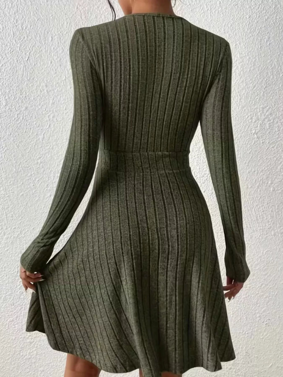 Ribbed Knit Wrap Mini Dress (8)