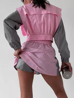 Color-block Cropped Jacket Skort Set (4)