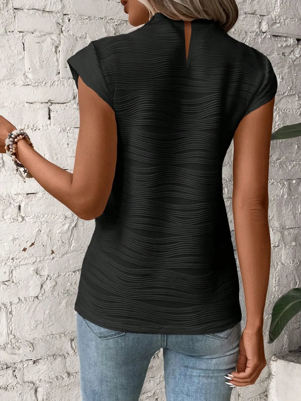 Mock Neck Cap Sleeve Top (6)