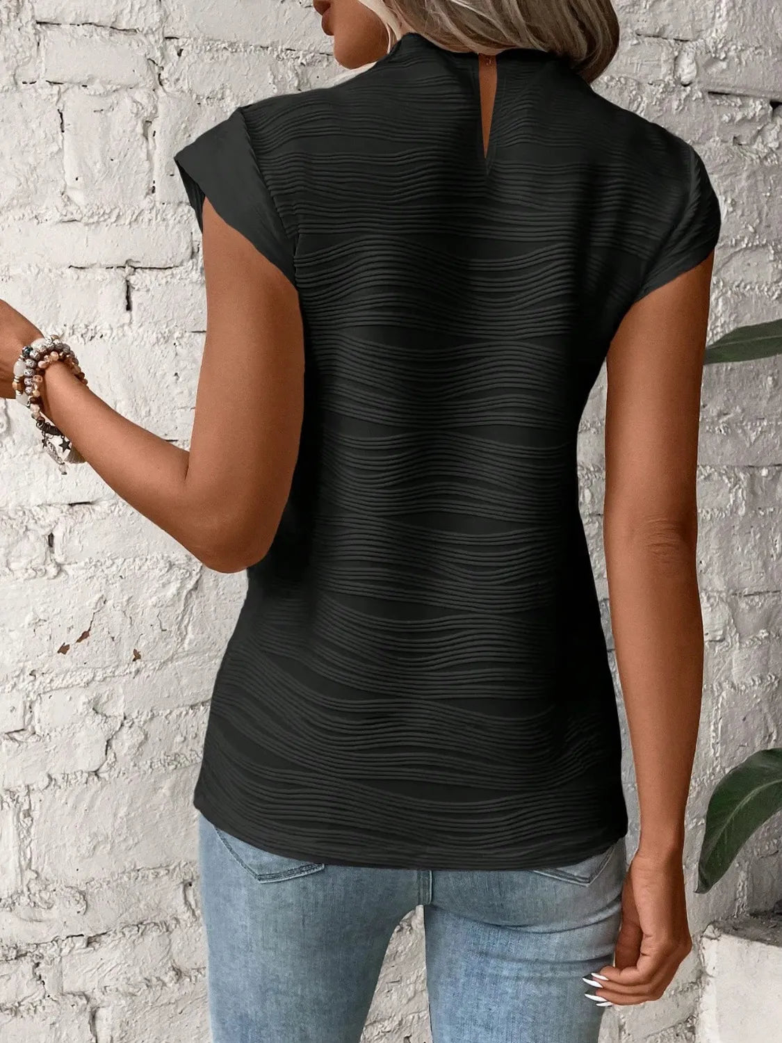 Mock Neck Cap Sleeve Top (6)