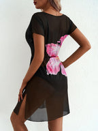 Printed Short Sleeve Mini Dress (10)