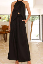 Halter Neck Top Wide Leg Pants Set (8)