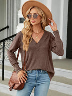 V-neck Long Sleeve T-shirt (12)