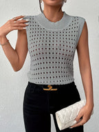 Hollow Out Round Neck Knit Tank (18)
