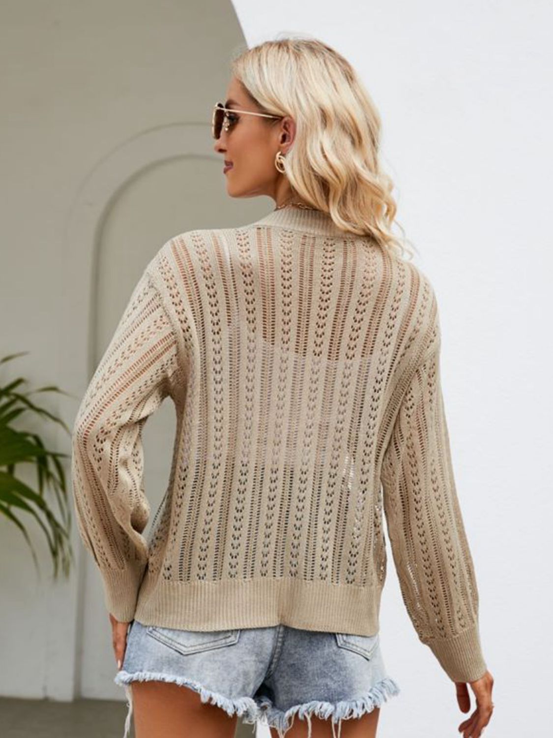 Button Down Ribbed Trim Cardigan (6)