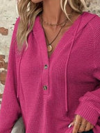 Waffle Knit Button Detail Hoodie (25)