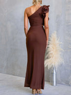 One-shoulder Floral Trim Sleeveless Maxi Dress (27)