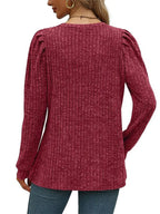 Ribbed Knit Top Puff Sleeves (4)