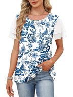 Layered Short Sleeve Round Neck T-shirt (19)