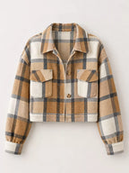 Plaid Button-front Cropped Jacket (17)