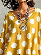 Polka Dot Asymmetrical Hem Blouse (6)