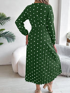 Tied Polka Dot Long Sleeve Midi Dress (17)