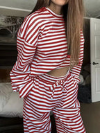Striped Round Neck Top Pants Set (9)