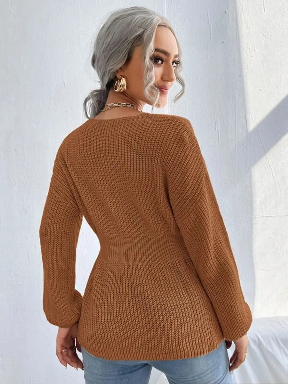 Notched Dropped Shoulder Knit Top (20)