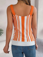Openwork Striped V-neck Tank (10)