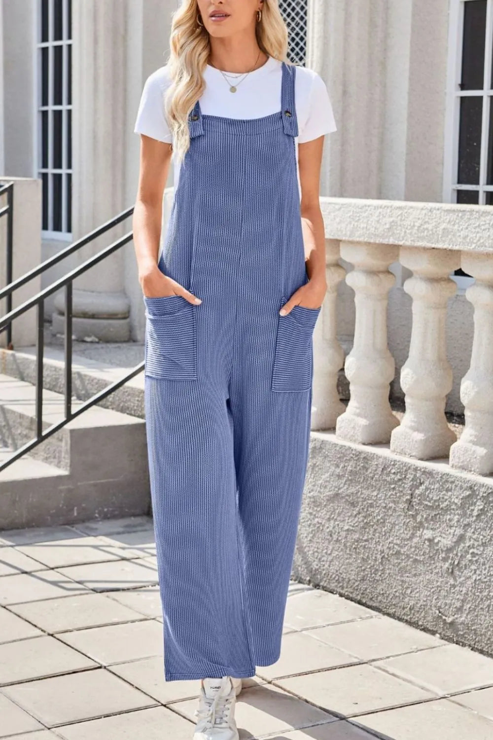 Square Neck Wide Strap Overalls Pockets (3)