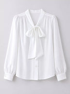 Full Size Tie Front Long Sleeve Shirt Plus (4)