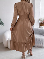 Round Neck Balloon Sleeve Tiered Dress (12)