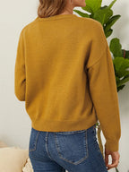 Flower Button Front Dropped Shoulder Cardigan (17)