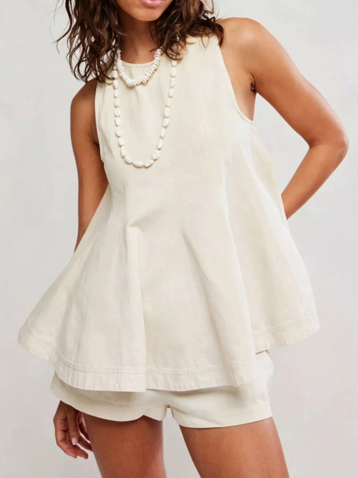 Sleeveless Top Shorts Denim Set (10)